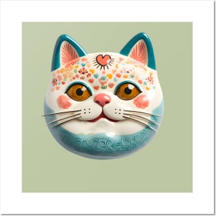 Retro Kitschy Cat Heads Posters and Art